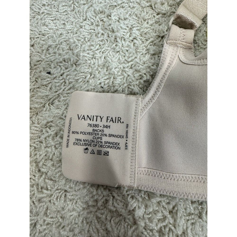 Vanity Fair Women's Beauty Back Smoothing Minimizer Bra Damask Neutral Size 34H - Picture 11 of 15